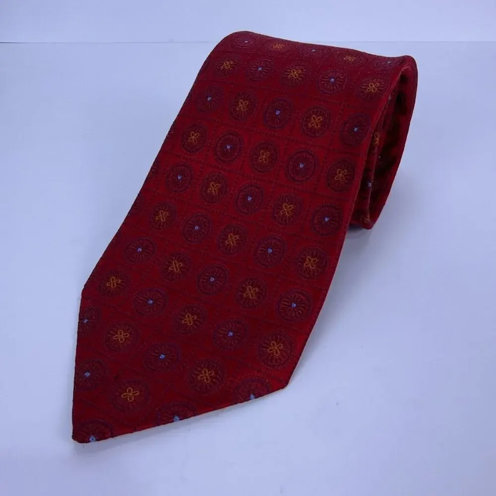 Robert Talbott Silk Tie Red Medallion Geometric Pattern Nordstrom Classic